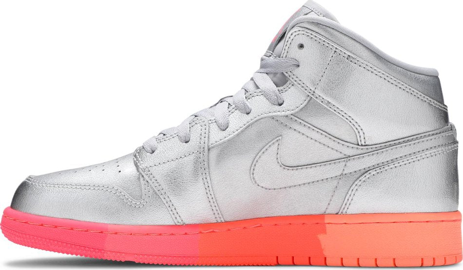 Air Jordan 1 Mid GS Metallic Silver Pink Crimson