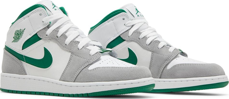 Air Jordan 1 Mid SE GS Grey Pine Green