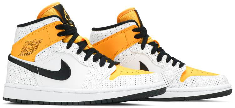 Wmns Air Jordan 1 Mid Perforated - White University Gold