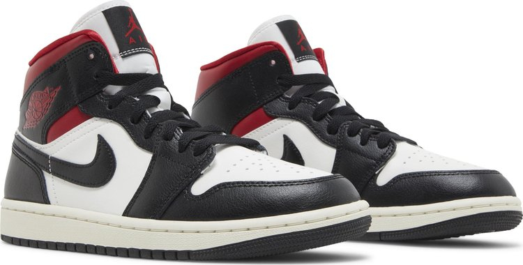 Wmns Air Jordan 1 Mid Black Sail Gym Red