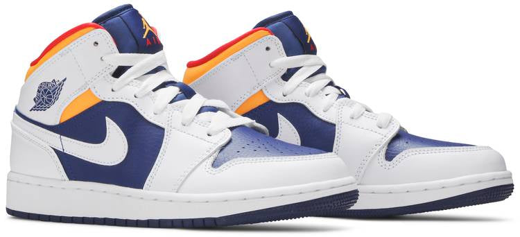 Air Jordan 1 Mid GS White Deep Royal Blue