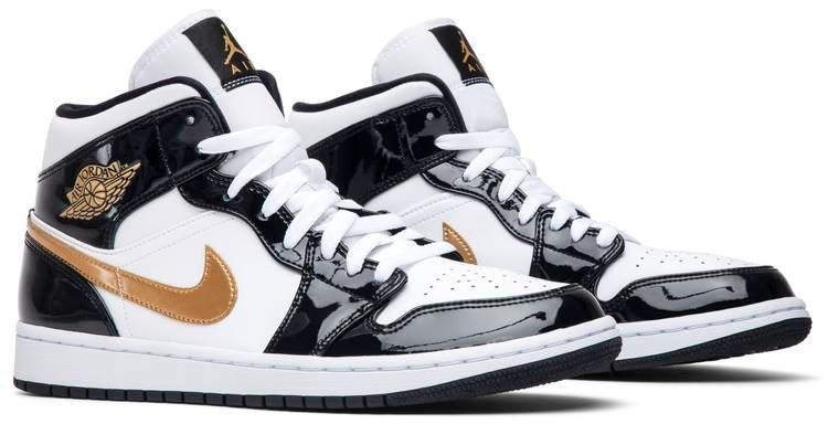 Air Jordan 1 Mid Patent Black Gold