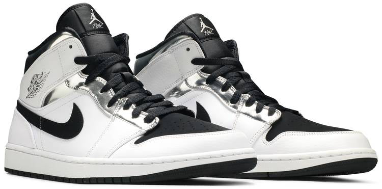 Air Jordan 1 Mid White Silver