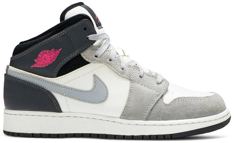 Air Jordan 1 Mid White Grey Hyper Pink